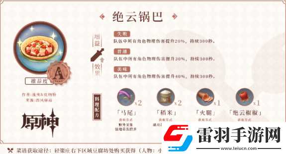 原神1.2版本新增料理食譜有哪些