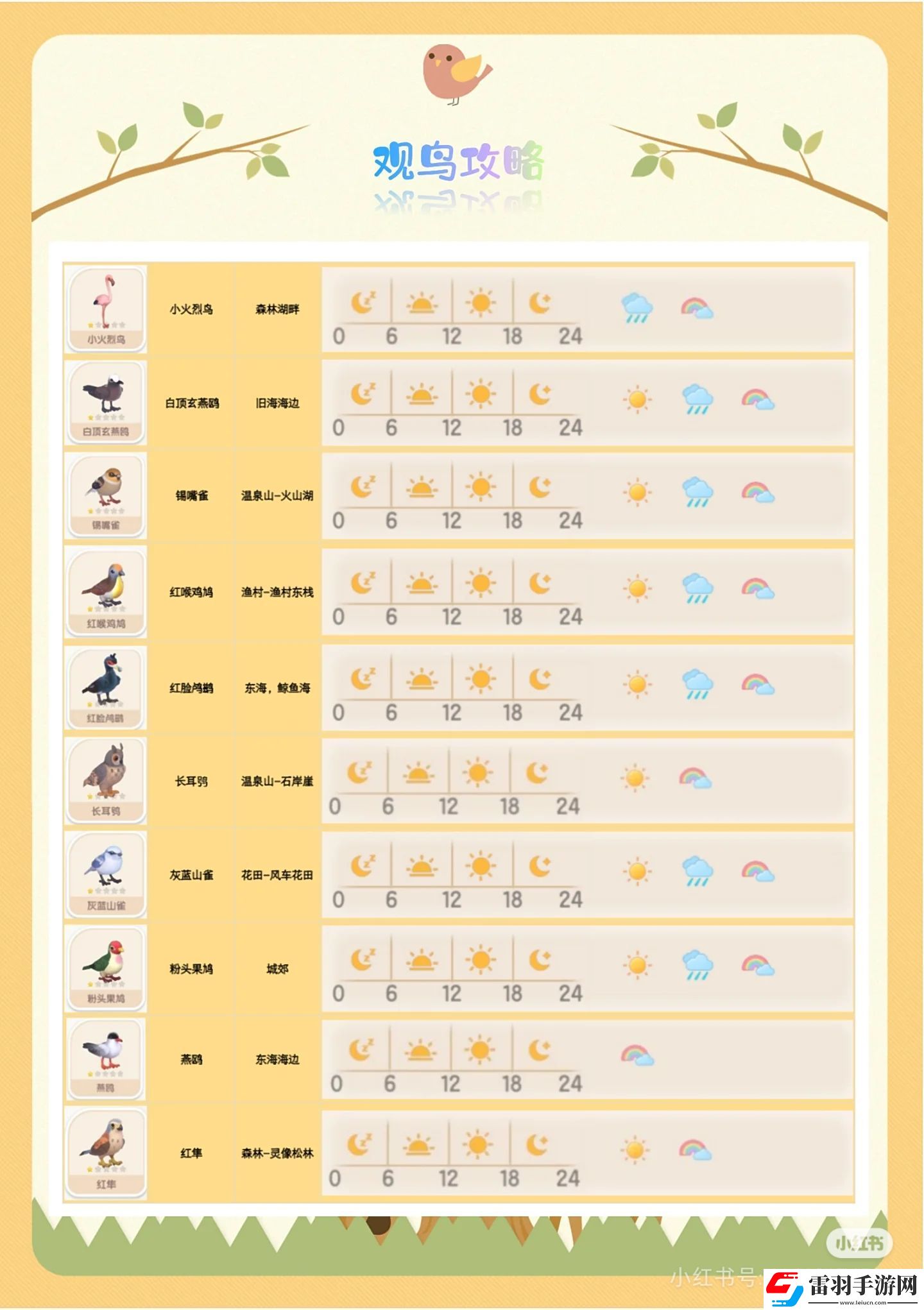 心動小鎮(zhèn)手游觀鳥全圖鑒