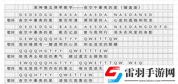 原神夜空中最亮的星琴譜簡(jiǎn)譜分享