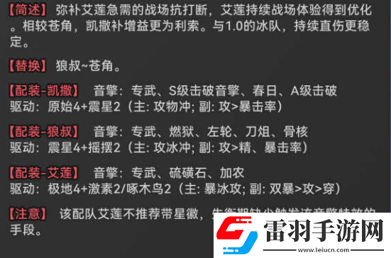 絕區(qū)零凱撒冰隊(duì)玩法搭配