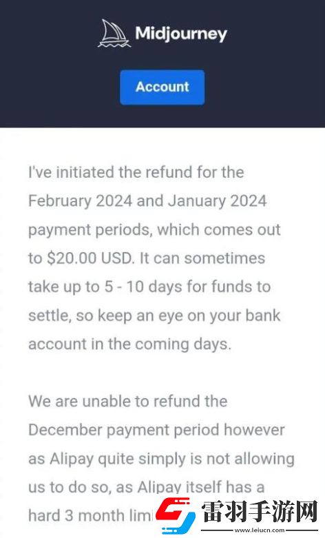 midjourney自動扣款了怎么退款