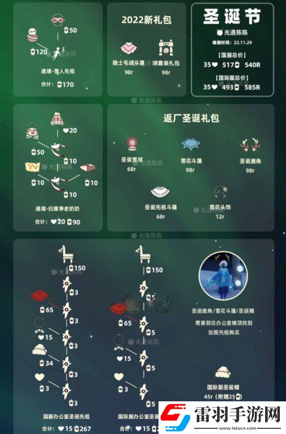 光遇圣誕節兌換圖2022圣誕節物品兌換一覽