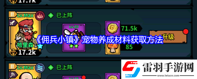 傭兵小鎮(zhèn)寵物養(yǎng)成材料怎么獲得