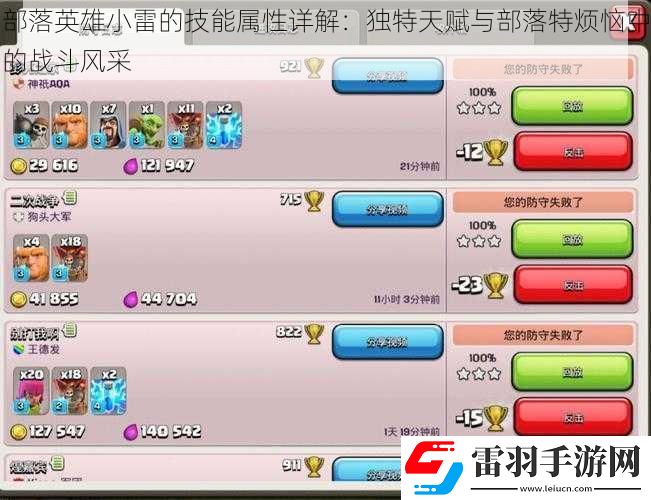 部落英雄小雷的技能屬性詳解