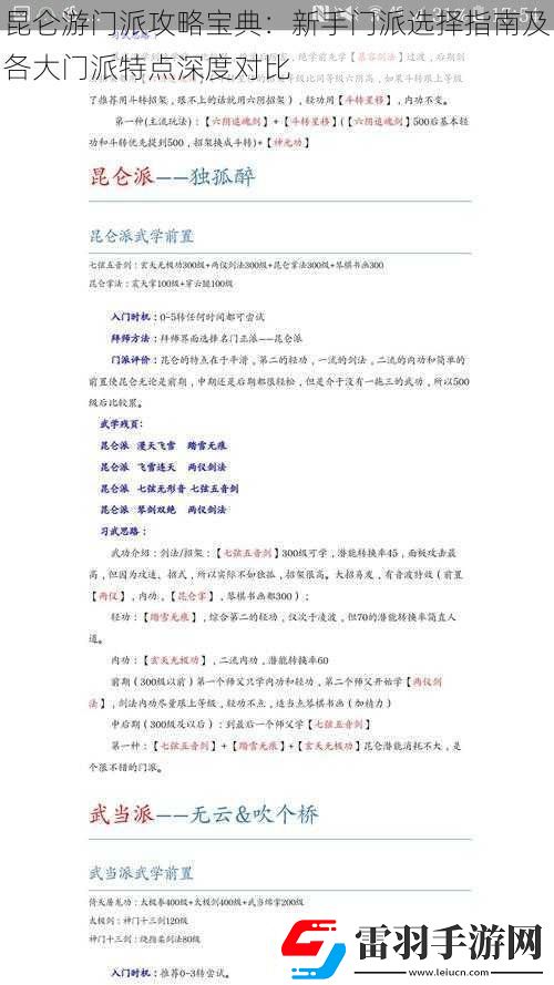 昆侖游門派攻略寶典